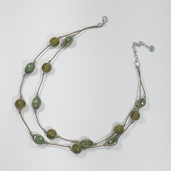Bonita Green Multi Strand Layered Stone Ceramic Bead Necklace - Picture 4 of 9